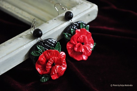 Сережки "Польовий мак"